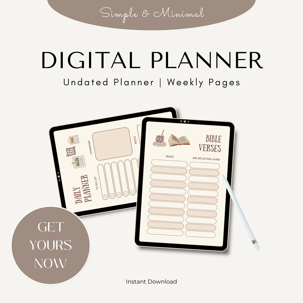 Minimal Faith-Inspired Daily Planner – 20 Blank Pages (Beige Aesthetic)